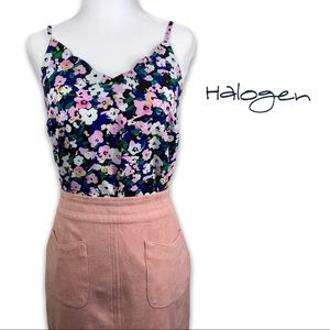 Halogen Floral Print Scalloped Cami Tank